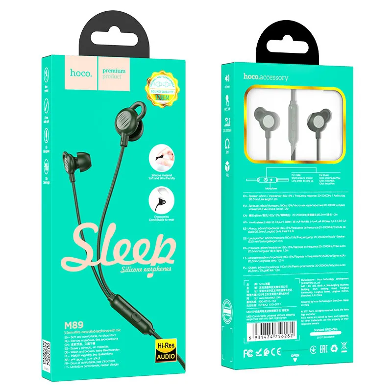 Hoco M89 Sleep Wire Controlled With Mic Earphone G.webp