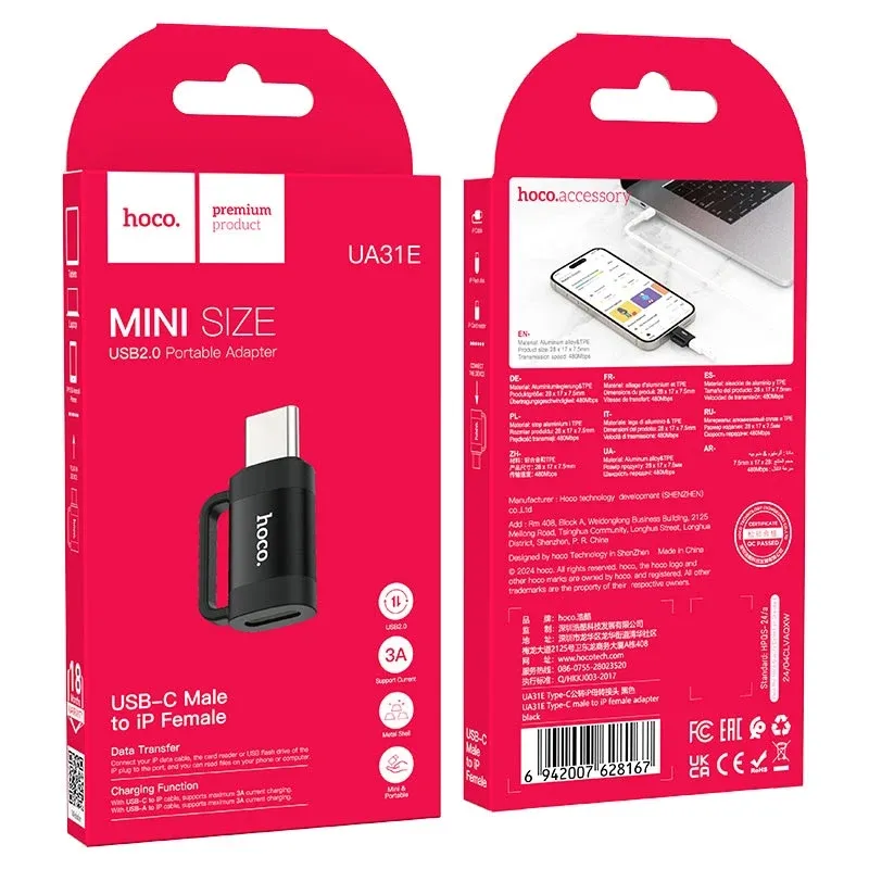 Hoco UA31E Converter (Data Adapter USB-C Male to IP Female).webp
