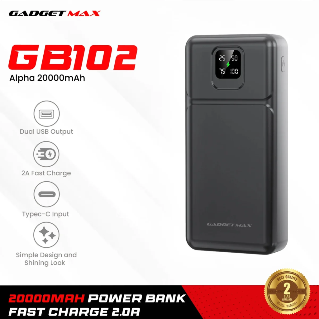Gadget Max GB102 20000MAH Alpha Power Bank(5V/2A)