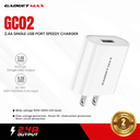 Gadget Max GC02 2.4A Single USB Port Speed Charger Head(White)