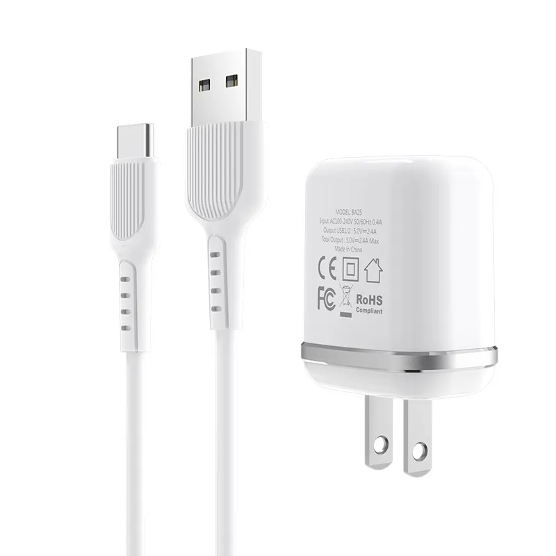 [BA25AW] Borofone DBA25 Single Port QC3.0 AND Charger Set (White)