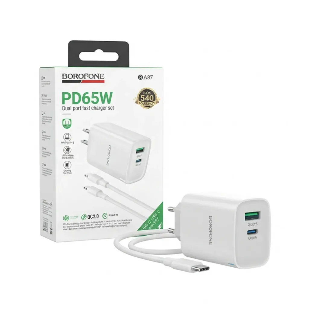 [BA87TC] Borofone BA87 TC-TC PD65W+QC3.0 Charger Set