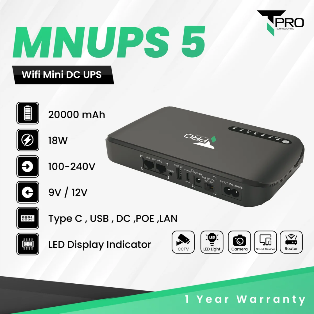 Gadget Max Tpro TP-MNUPS 5, 20000MAH Power Bank 18W Multifunction Network