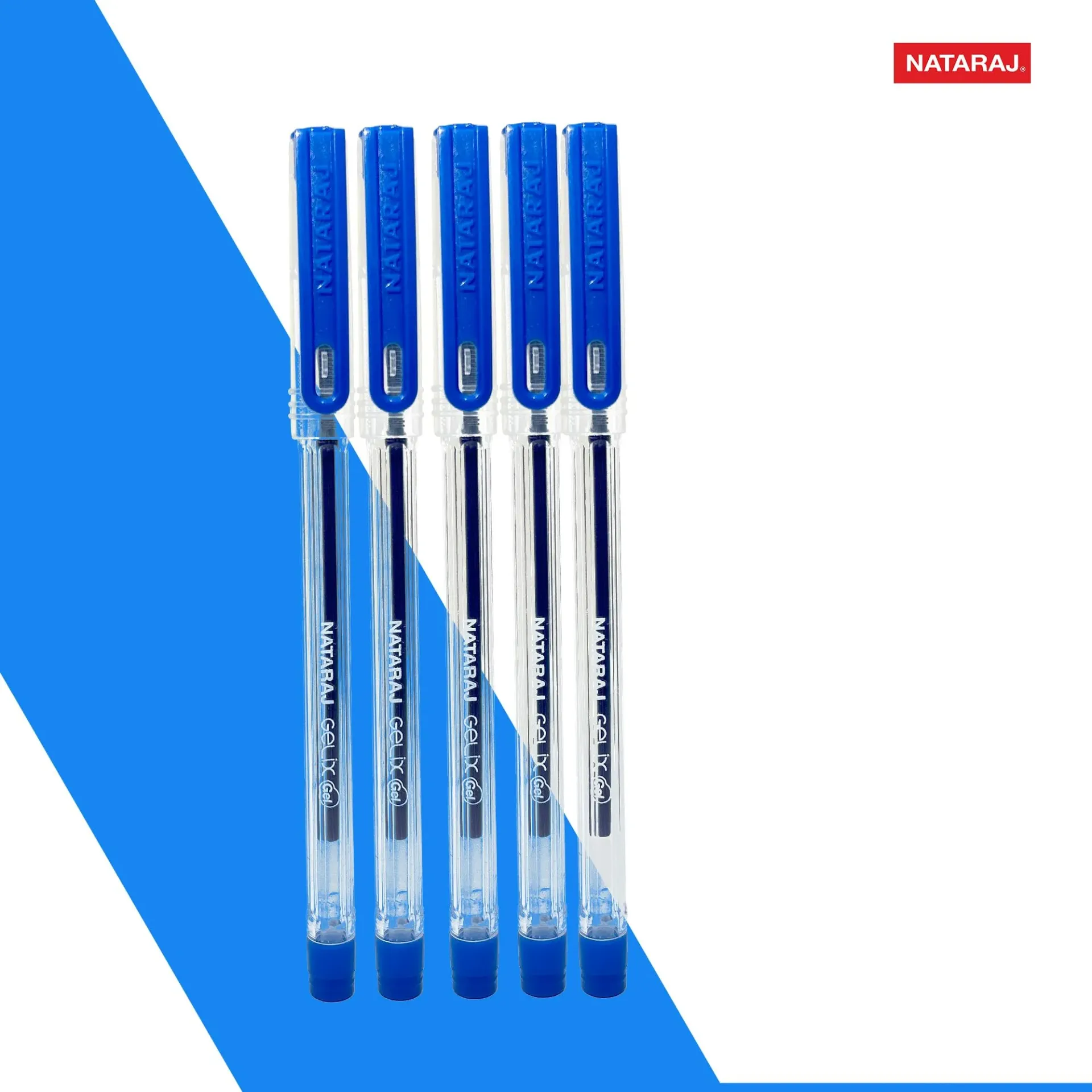 NATARAJ Gelix II Gel Pens Blue 0.6 (1Pack x 5pcs)