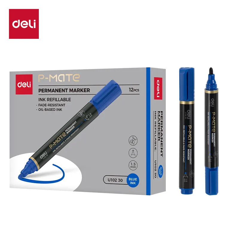 Deli - 10230 Refillable Permanent Marker Blue (1CTN*8Box*12box*10's)