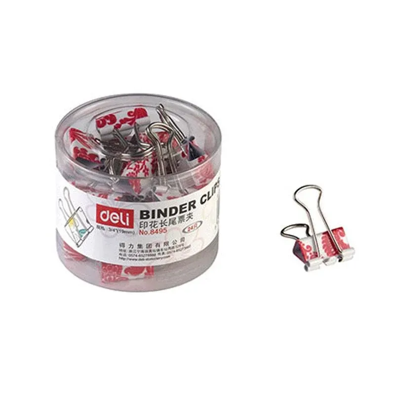 Deli - Floral Print Binder clip (8495 Binder Clip) (1CTN*96Box*24's)