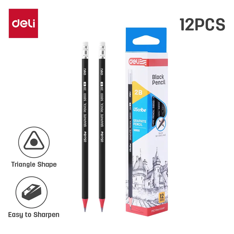 [E58100] Deli - E58100 Graphite Pencil 2B Triangle (1CTN*20Box*12Dz*12's)
