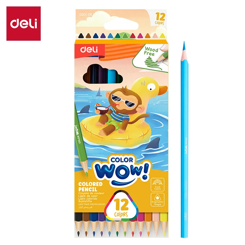 Deli - 00100 Plastic Colour Pencil (1CTN*6Box*24C*12's)