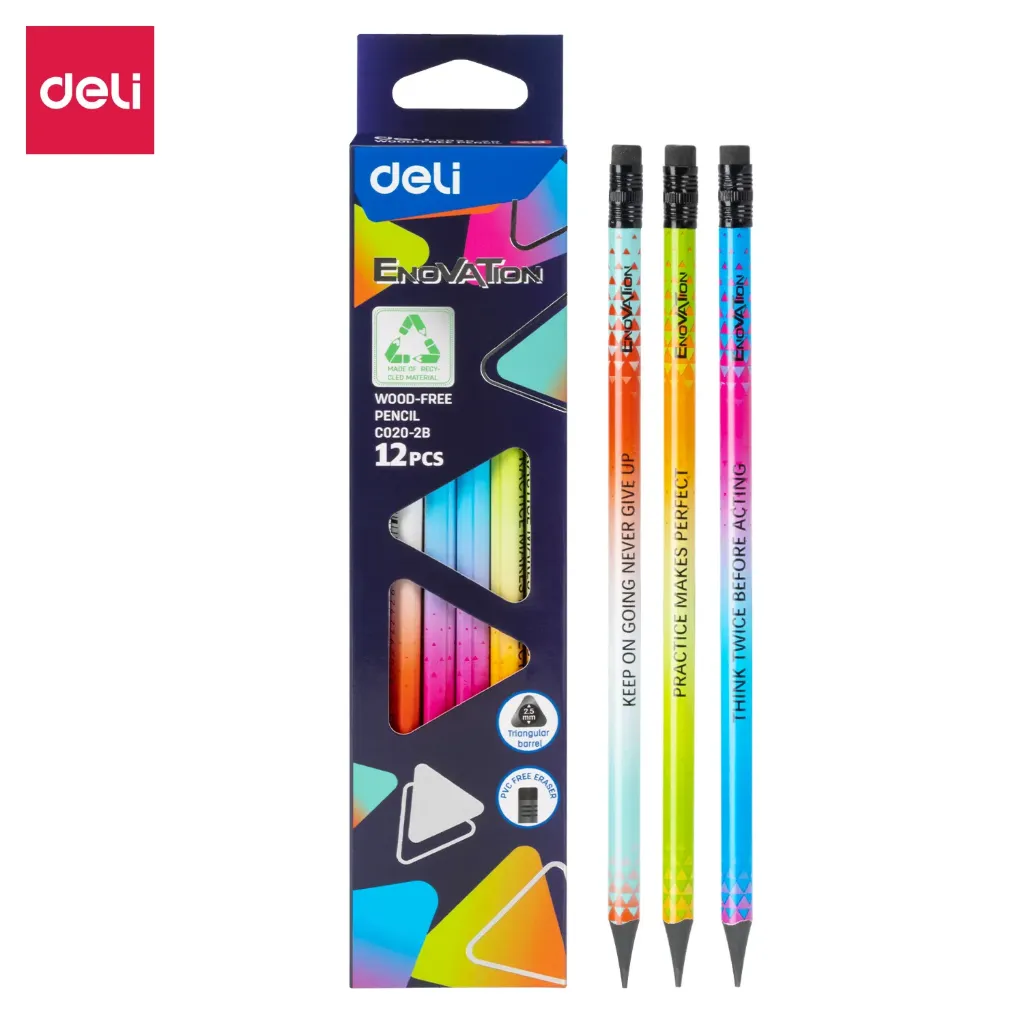 Deli - 020 Wood Free Pencil 2B Triangle (1CTN*40C*6Dz*12's)