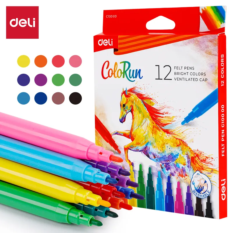 Deli - 10000 School Felt Pen (1CTN*10Box*24C)