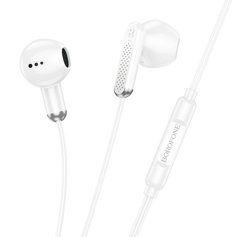 (RJ)Borofone BM89 Surpass Universal Stereo & Bass Mic Earphone (White)