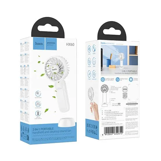 (DC)Hoco HX60 2IN1 Portable Handheld and Desktop Stand Fan