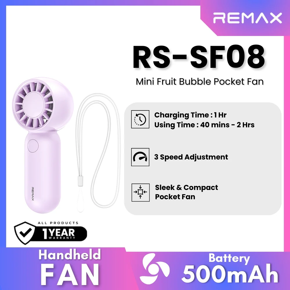(DC)REMAX–RS-SF08 Mini Fruit Hbubble Pocket Fan