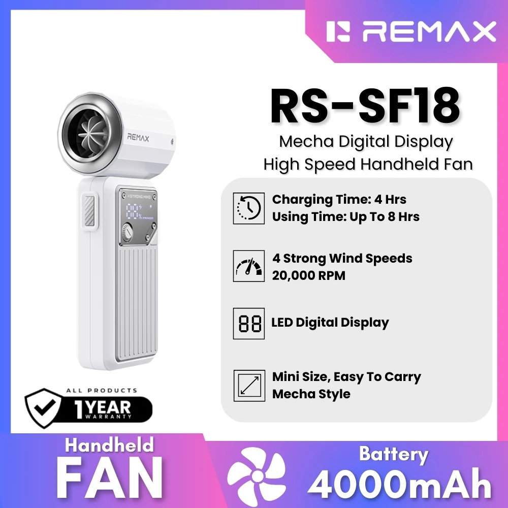 REMAX–RS-SF18 Mech Digital Display High Speed Handheld Fan