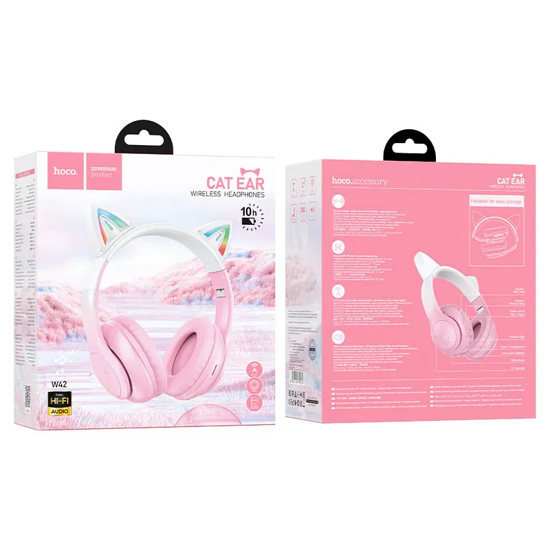 (DC)Hoco W42 Cat Ear Wireless BT Headphone (Cherryblossom)