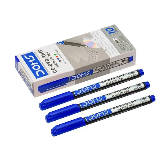 Mega Doms - 7451 CD-DVD/OHP Marker Pen Blue (1Box *10Pcs)