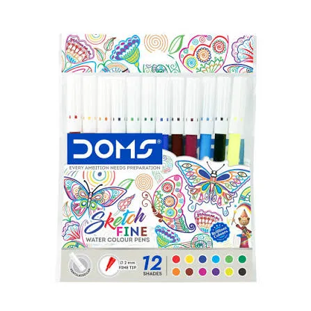 Mega Doms - 80150 Sketch Fine Water Colour Pens (1Pack *12Shades)