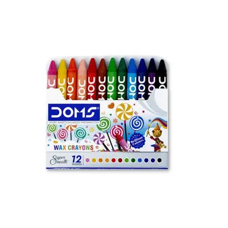 [3448] Mega Doms 3448 Mini Wax Crayons Colour (1box *12Shades)