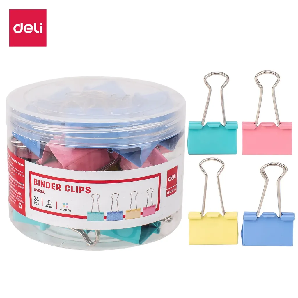 Deli - 8553A Multi Colour Binder Clip (1CTN*48Box*24's)